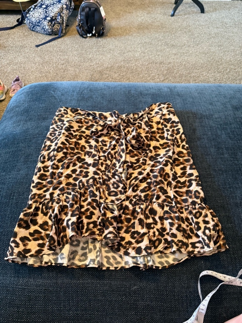 Urban Outfitters Leopard Print Ruffle Mini Skirt - Brown/Black